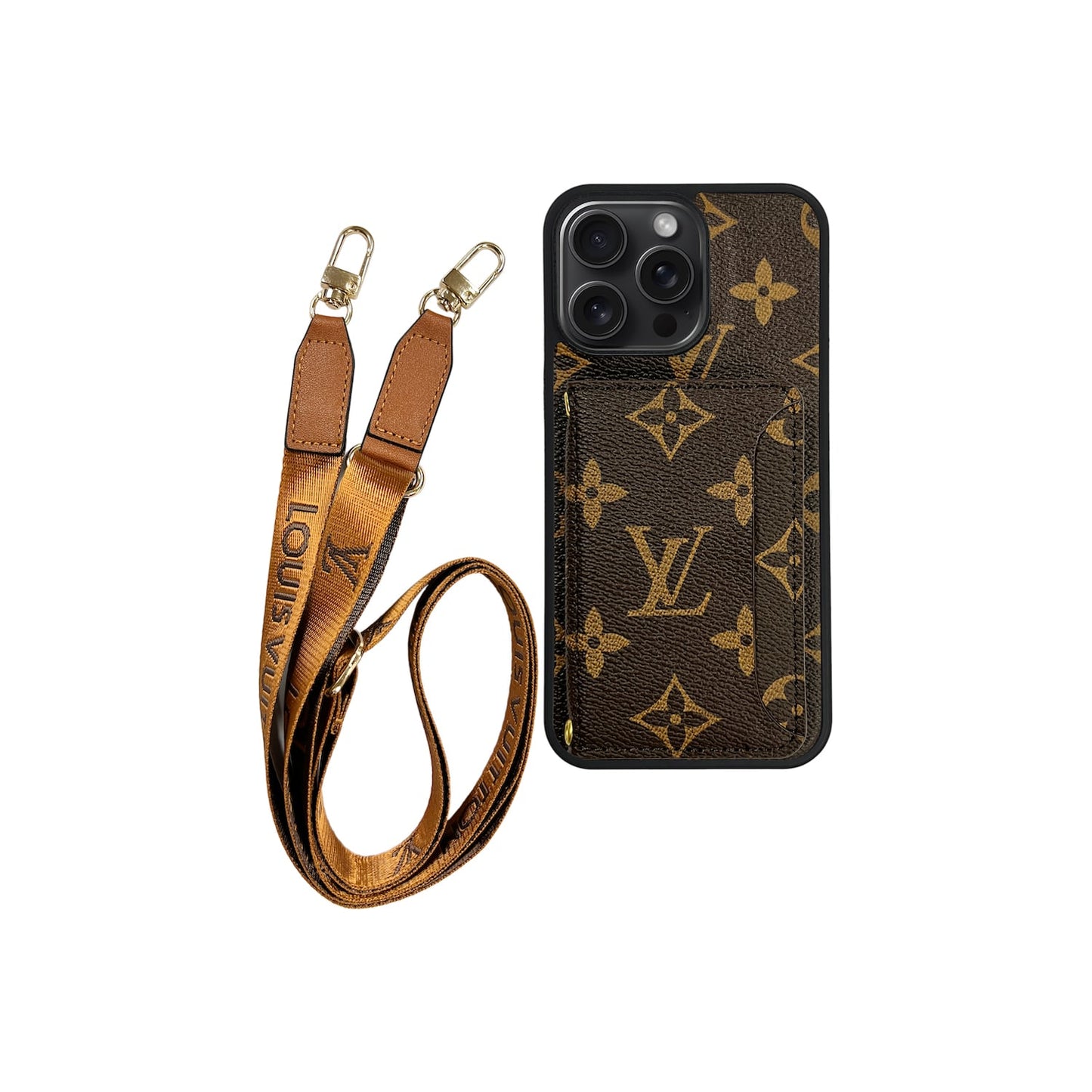 Lv Monogram Phone Case with Strap For iPhone 17/ 16/ 15/ 14s mysite