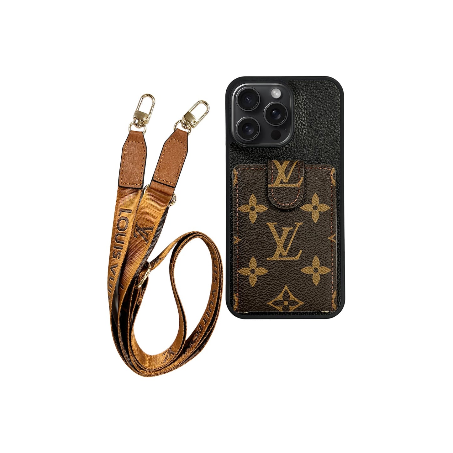Lv Monogram Phone Case with Strap For iPhone 17/ 16/ 15/ 14s mysite