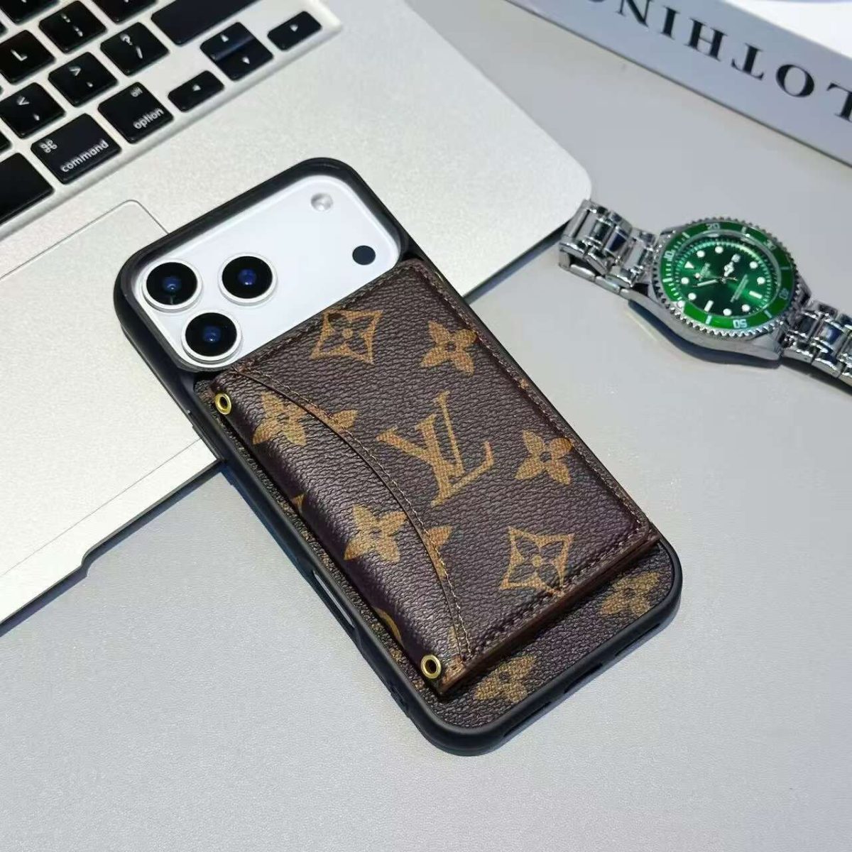 Luxury Card Holder Wallet LV Style Phone Case for iPhone 17/ 16/ 15/ 14s mysite
