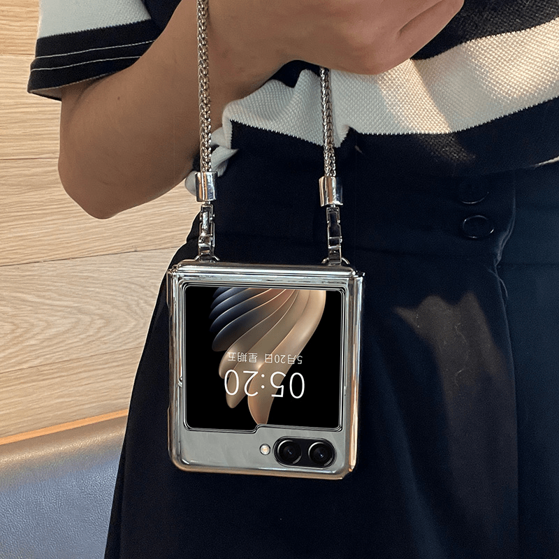 Samsung Makeup Mirror Hand Silver Chain Galaxy Z Flip 6/5/4/3 Cases mysite