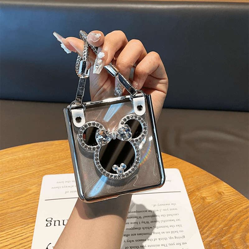 Samsung Makeup Mirror Hand Silver Chain Galaxy Z Flip 6/5/4/3 Cases mysite