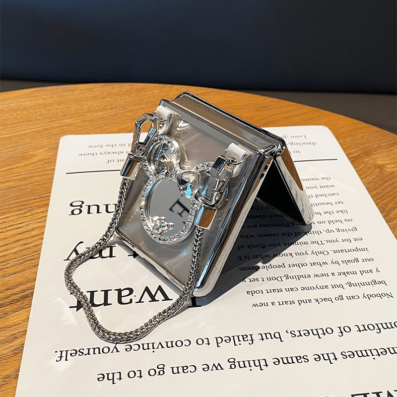 Samsung Makeup Mirror Hand Silver Chain Galaxy Z Flip 6/5/4/3 Cases mysite