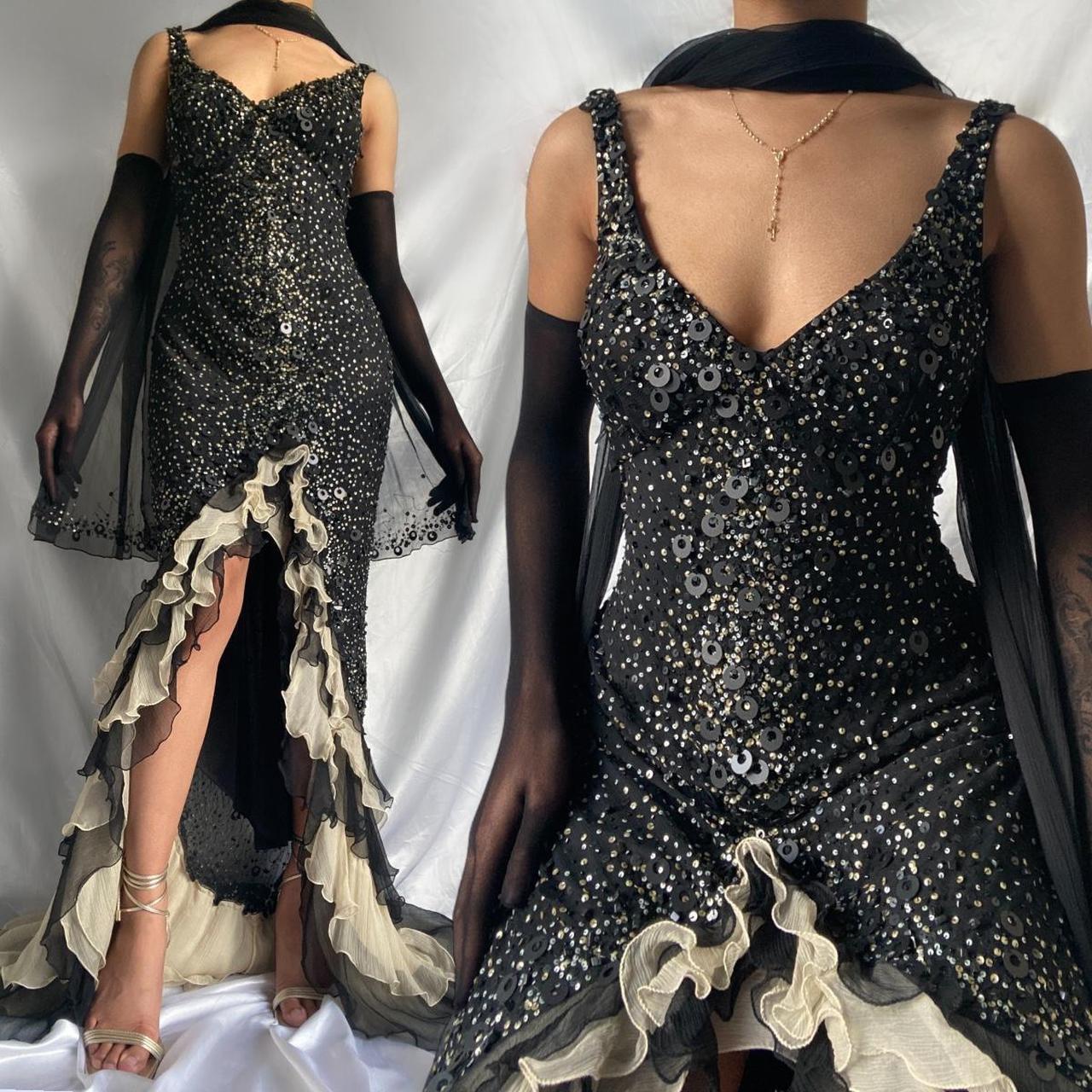Black Sparkly Elegant Ruffled Tulle Long Sequin Ball Gown Prom Dress Evening Gown Party Dress gh3141s mysite