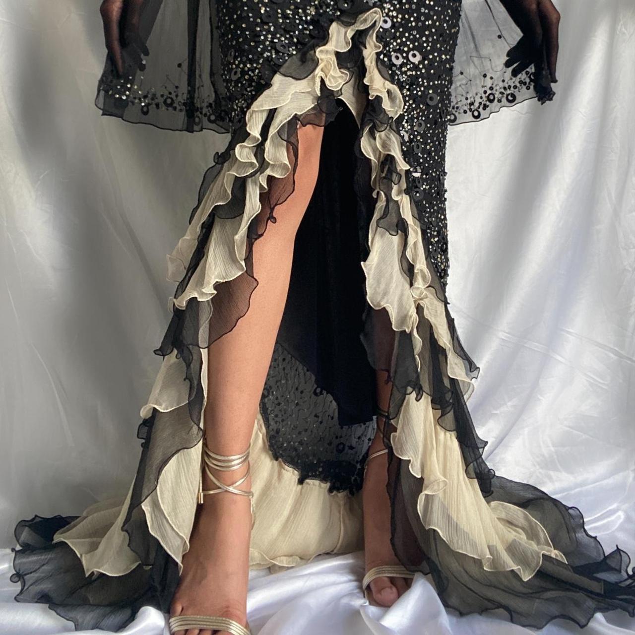 Black Sparkly Elegant Ruffled Tulle Long Sequin Ball Gown Prom Dress Evening Gown Party Dress gh3141s mysite