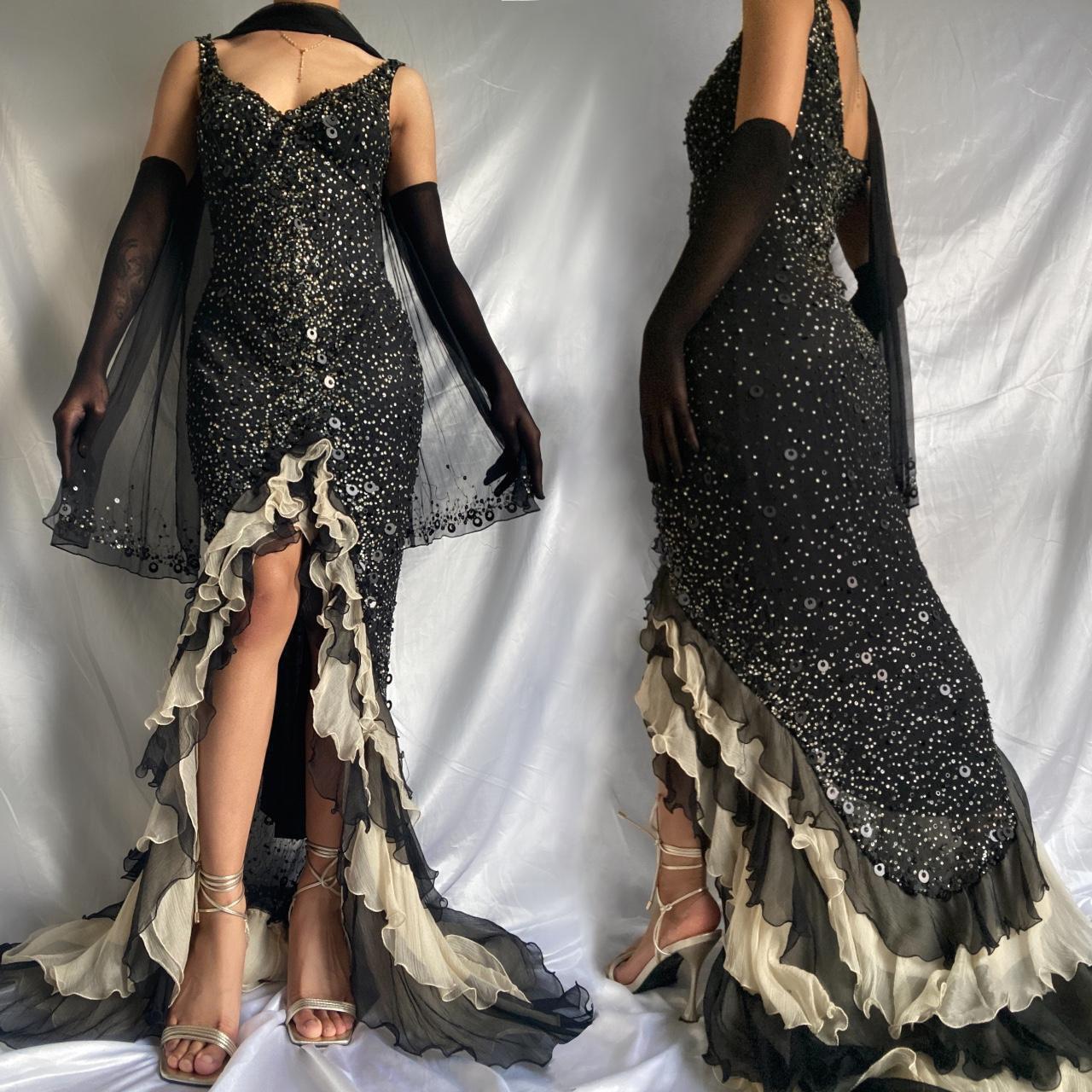 Black Sparkly Elegant Ruffled Tulle Long Sequin Ball Gown Prom Dress Evening Gown Party Dress gh3141s mysite