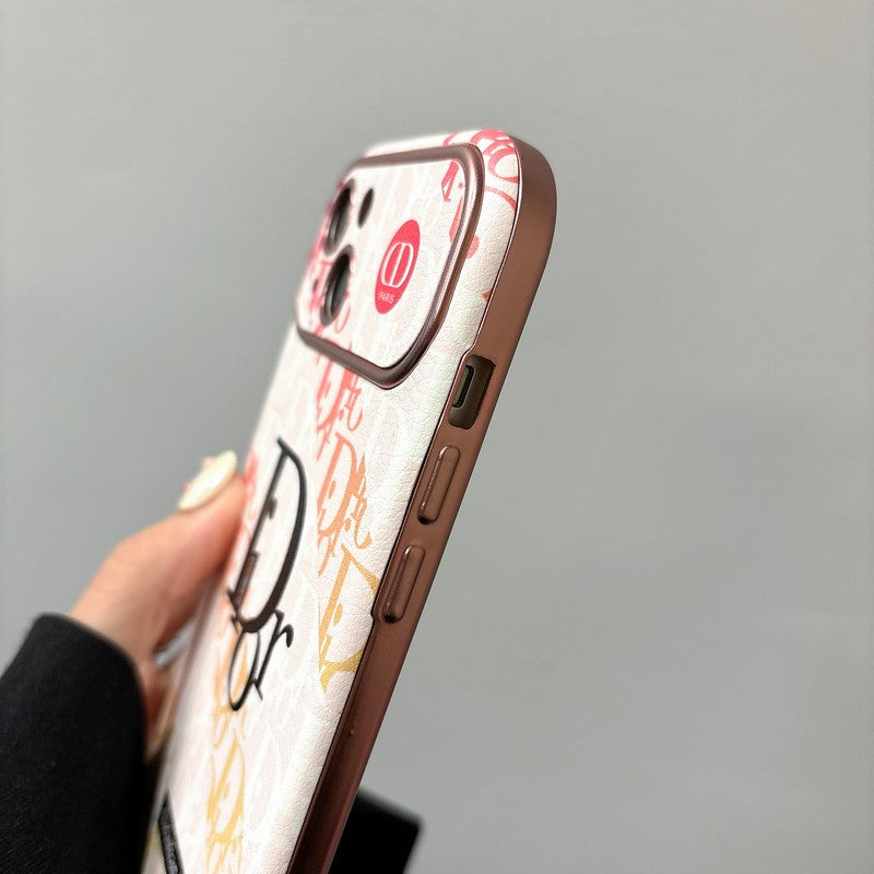 CD White & Brown Color Leather iPhone Case mysite