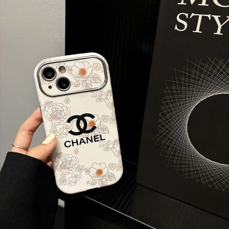 CC White & Brown Color Leather iPhone Case mysite