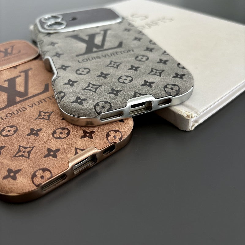 Lou Brown & Black Color Leather iPhone Case mysite
