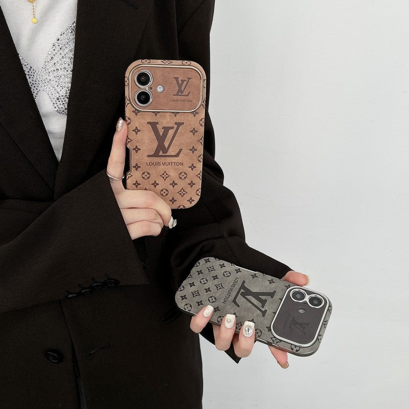Lou Brown & Black Color Leather iPhone Case mysite