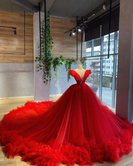 Red gorgeous grand elegant long ball gown prom dress evening dress gh1804s mysite