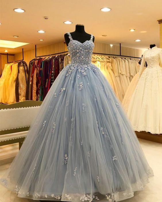 Gorgeous Beading Light Blue Ball Gown Prom Dress with Appliques  gh2199s mysite