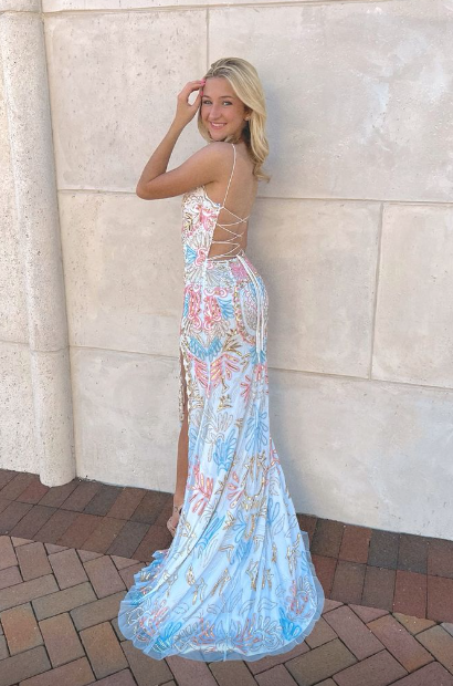White gorgeous shiny exquisite beaded spaghetti strap sequined backless long chiffon ball gown prom dress evening gown holiday party dress gh2799s mysite