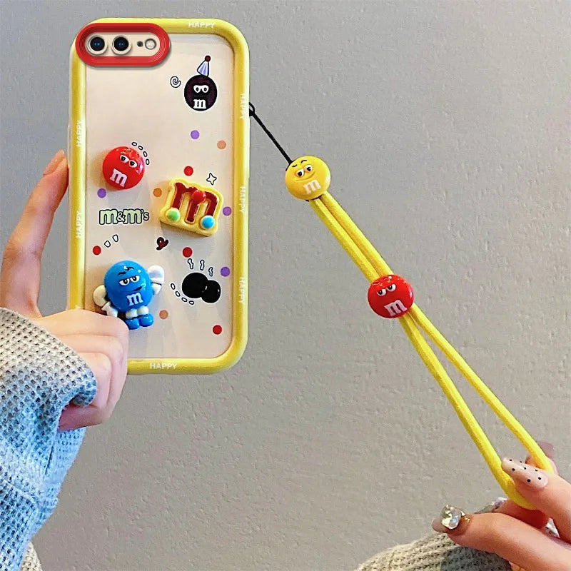 3D Cartoon Labubu Fur Phone Case for Samsung With Strap Plush Kuromi Toy Soft Covers mysite