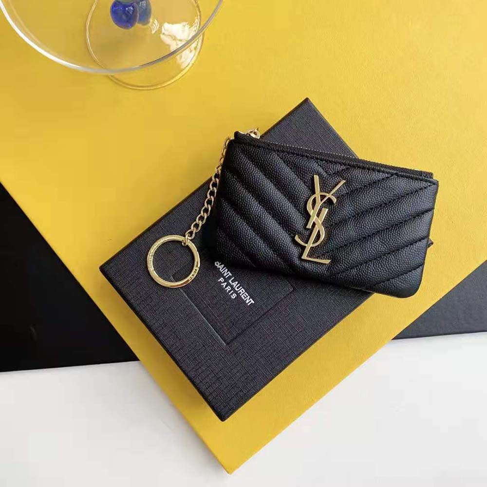 YSL Hook & Chain Zipper Coin Purse Caviar Cowhide GHW mysite
