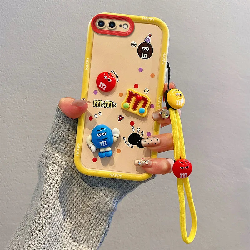 3D Cartoon Labubu Fur Phone Case for Samsung With Strap Plush Kuromi Toy Soft Covers mysite