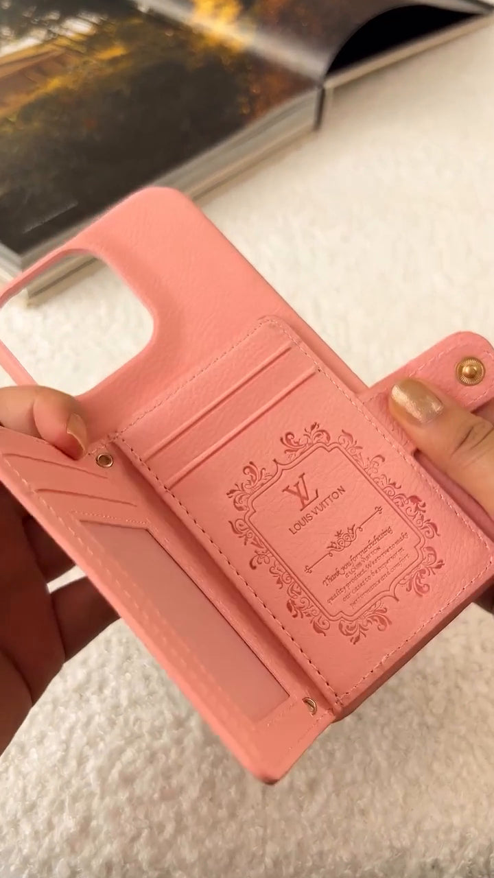 LV Luxury Leather Card Holder Phone Case for iPhone 17 / 16 / 15 / 14s mysite