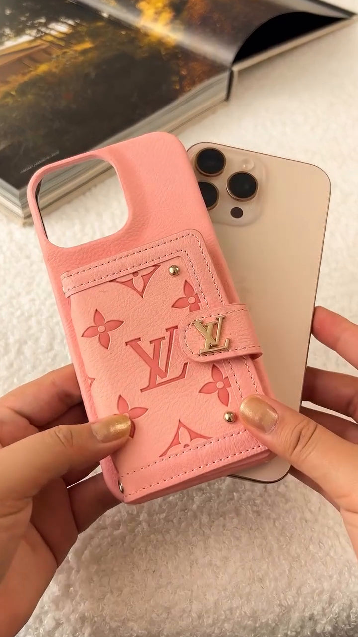 LV Luxury Leather Card Holder Phone Case for iPhone 17 / 16 / 15 / 14s mysite