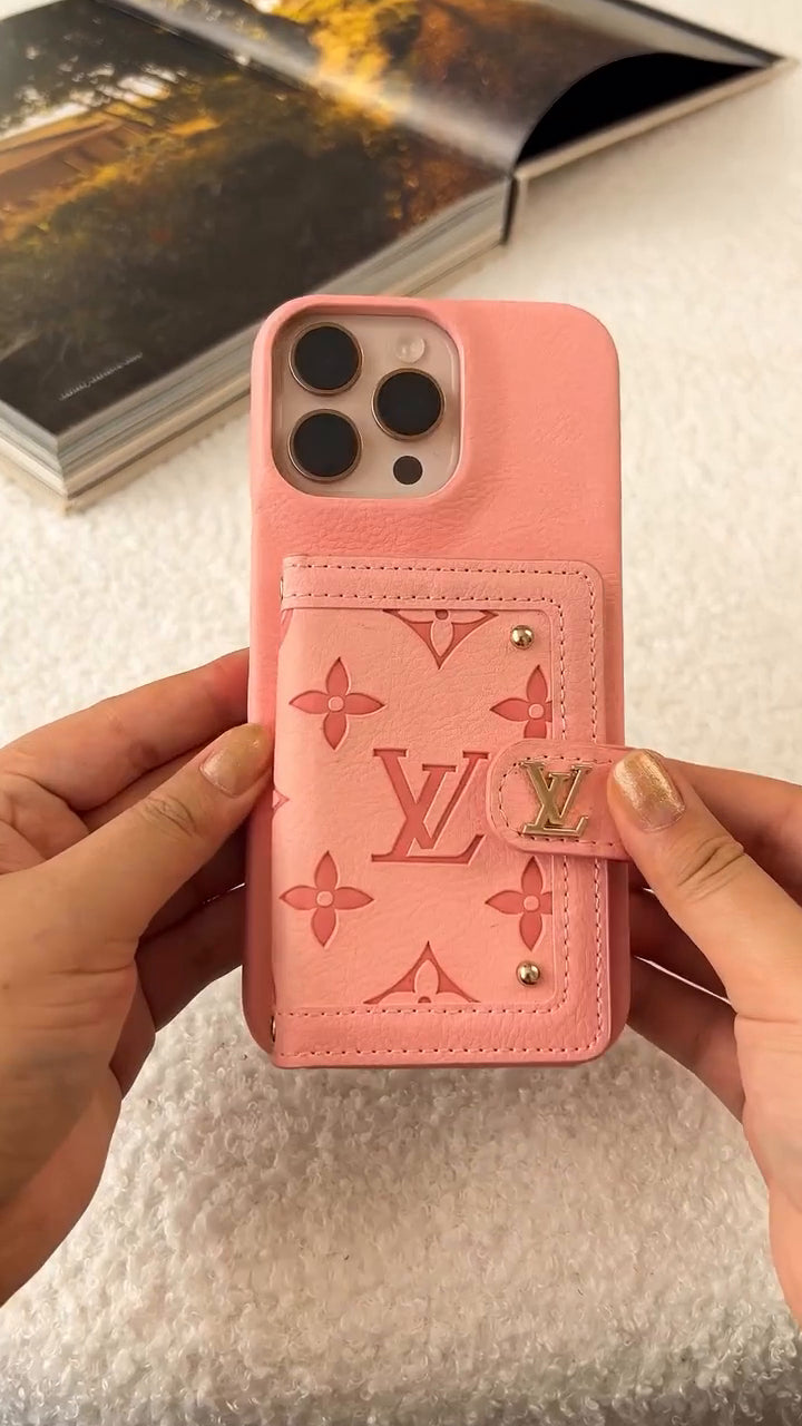 LV Luxury Leather Card Holder Phone Case for iPhone 17 / 16 / 15 / 14s mysite