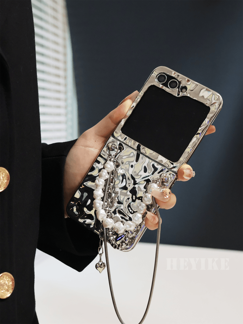 Samsung  Aluminum Alloy Textured Pearl Crossbody Galaxy Z Flip 6/5/4/3 Cases mysite