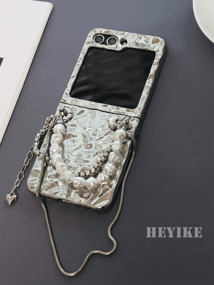 Samsung  Aluminum Alloy Textured Pearl Crossbody Galaxy Z Flip 6/5/4/3 Cases mysite