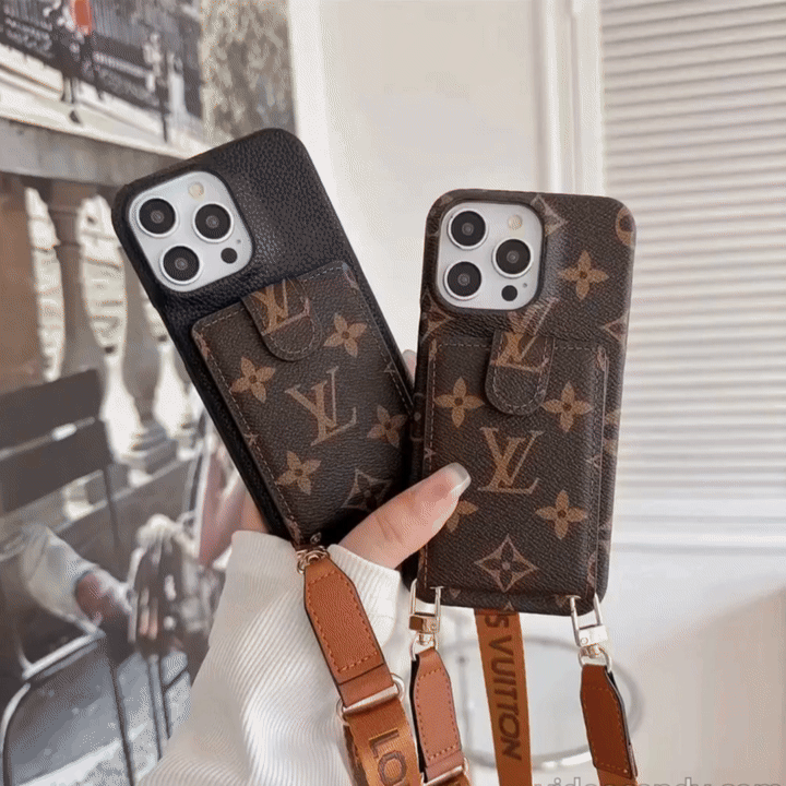 luxury iPhone Case Card Holder Detachable Lanyards mysite