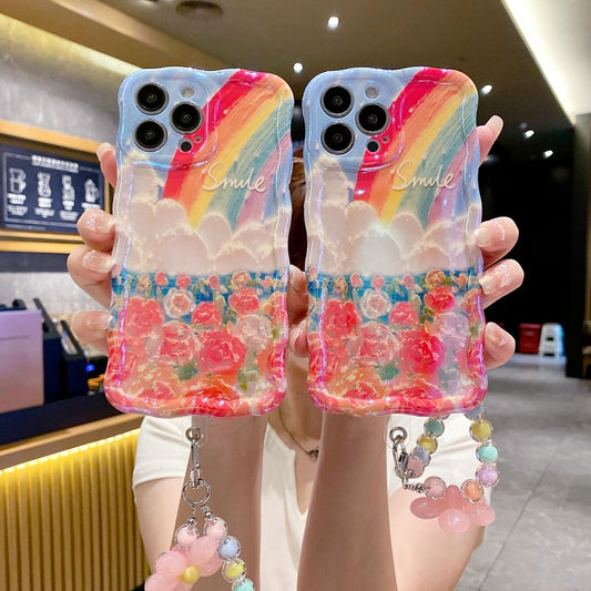 Rainbow Cloud Flower With Wristband For iPhone Case mysite