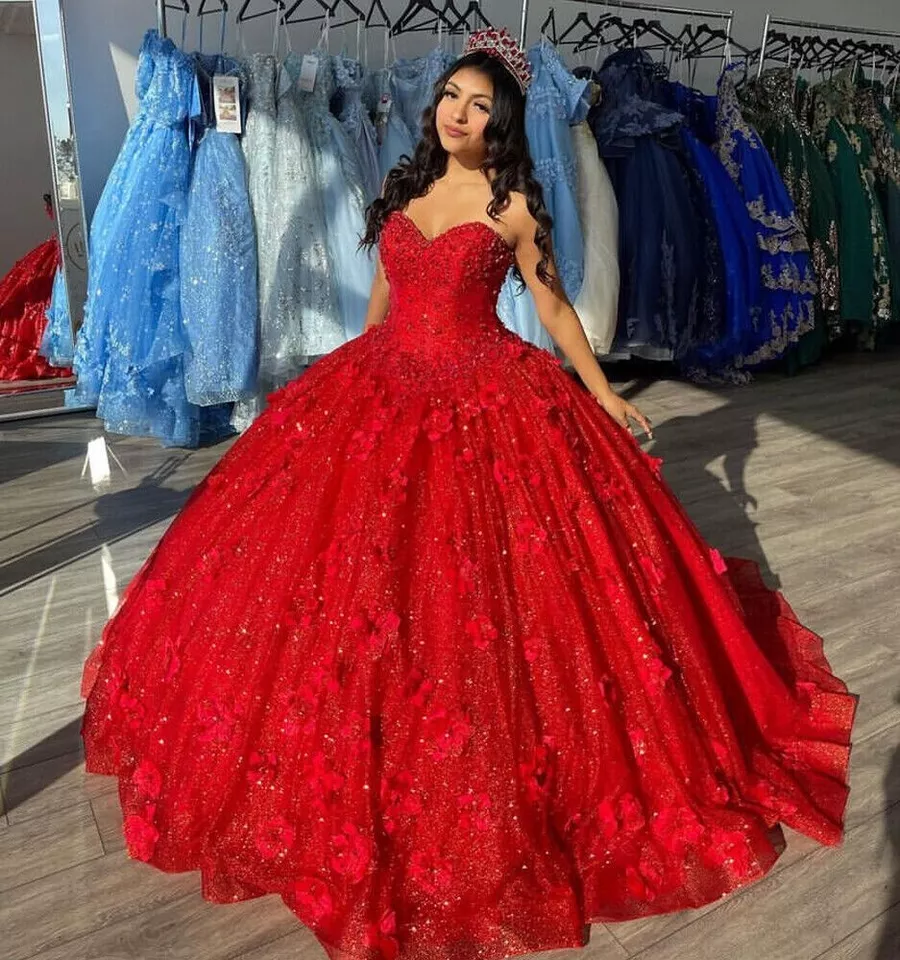 Beautiful Red Sequins Quinceanera Dresses Ball Gown Prom Dresss mysite