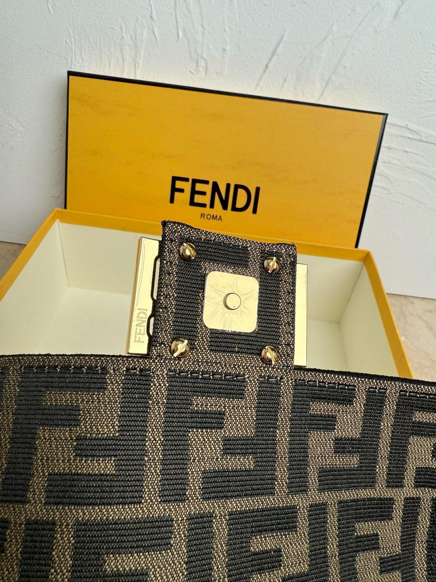 Fendi Baguette Mini FF Bag Brown Jacquard Fabric mysite