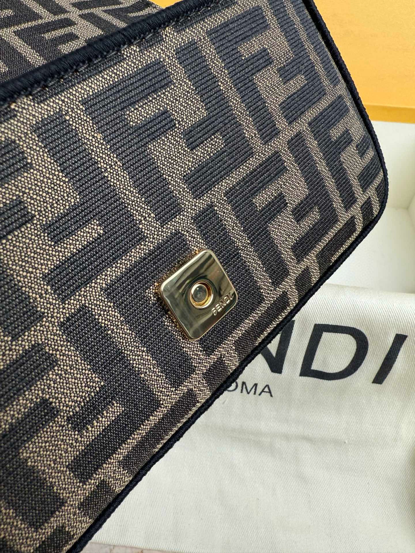 Fendi Baguette Mini FF Bag Brown Jacquard Fabric mysite