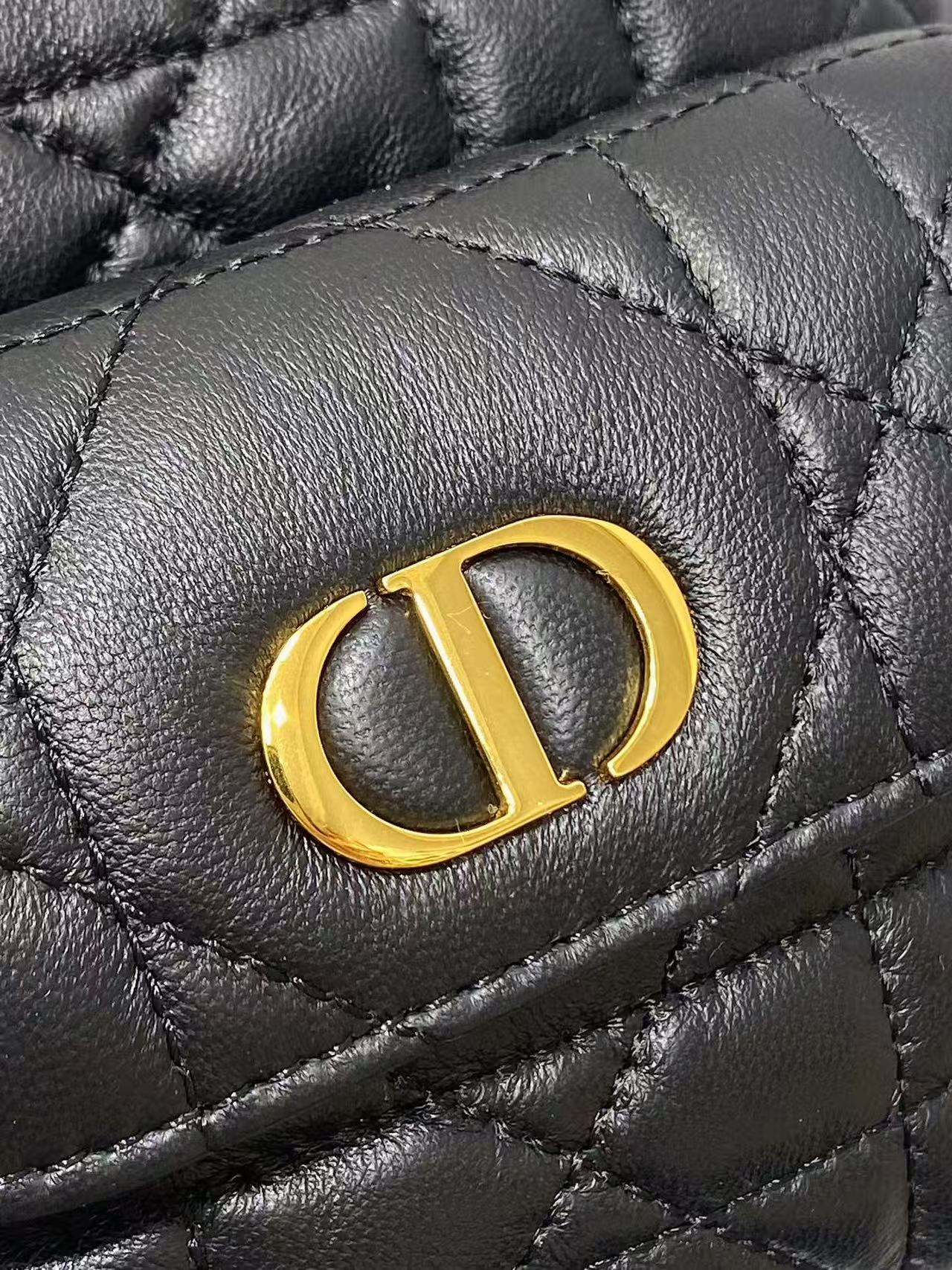 CD Caro Macrocannage Small Bucket Bag Black Lambskin mysite