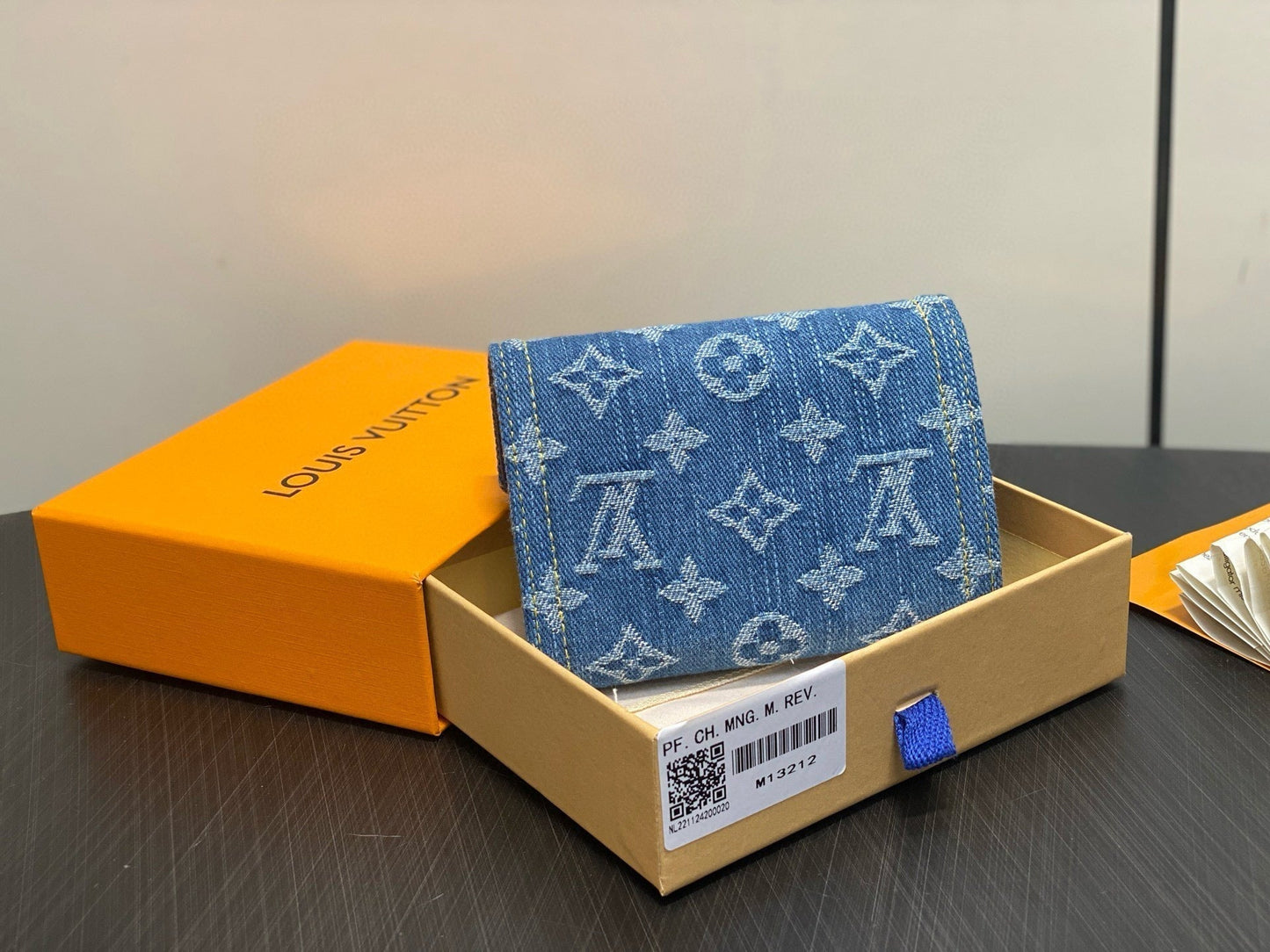 LV Victorine Monogram Wallet Denim Blue Cotton Cowhide mysite