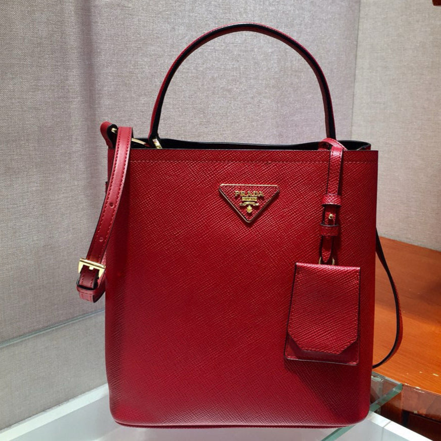 Prada Medium Cuir Panier Bag Red Saffiano leather mysite