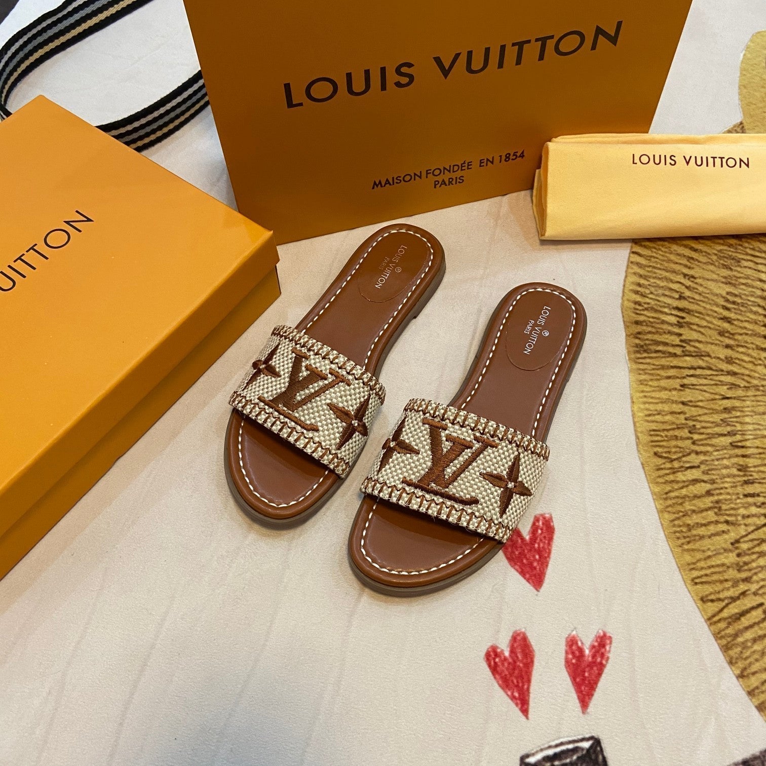 Summer Straw Monogram Slippers mysite