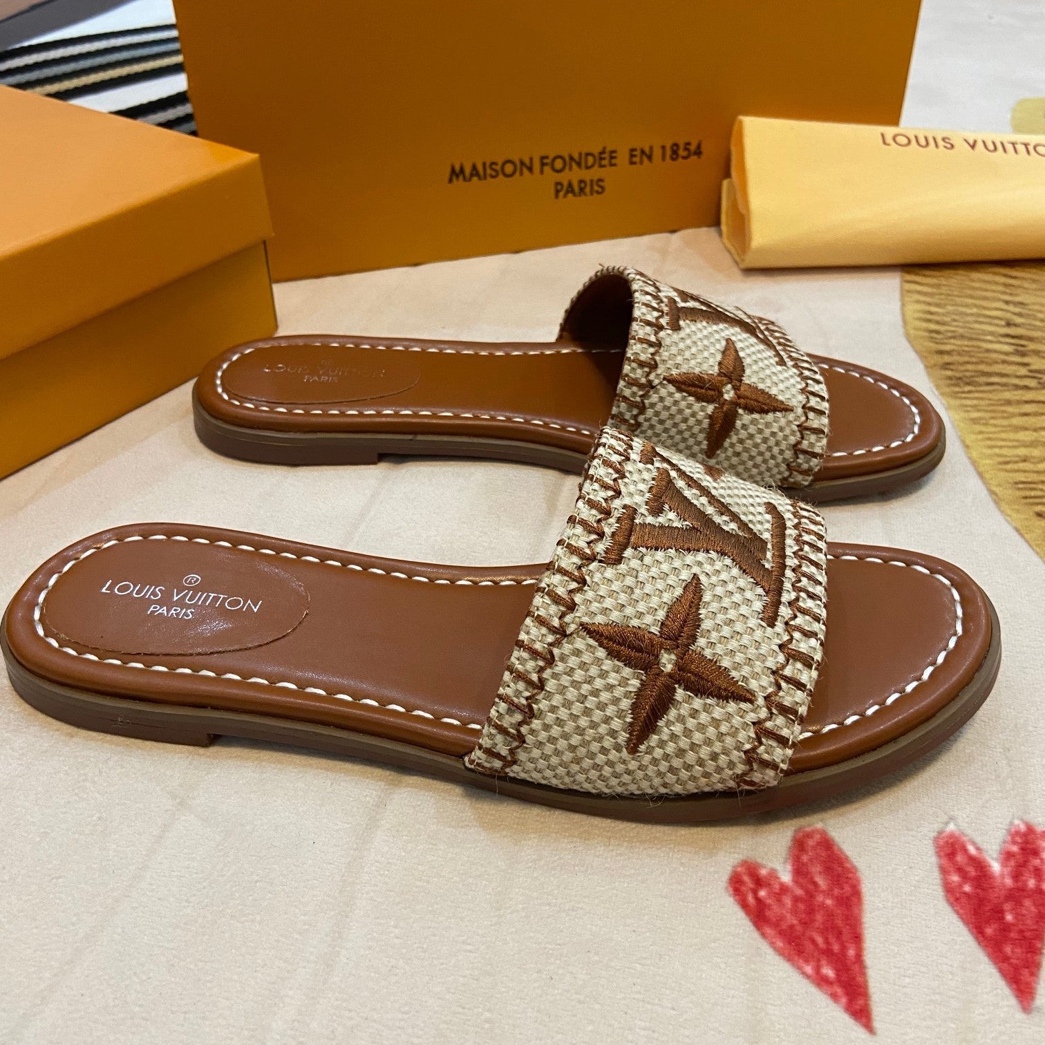 Summer Straw Monogram Slippers mysite