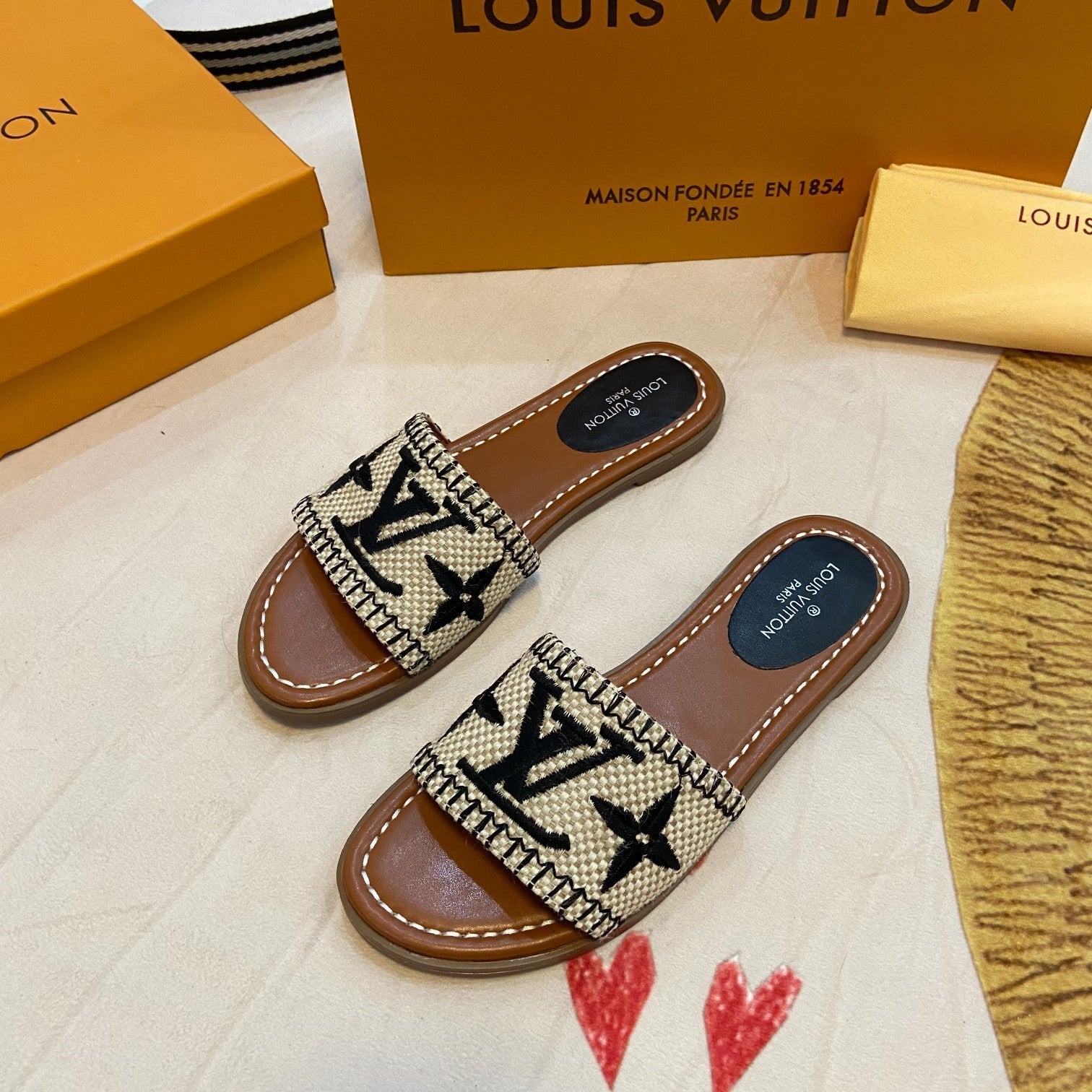 Summer Straw Monogram Slippers mysite