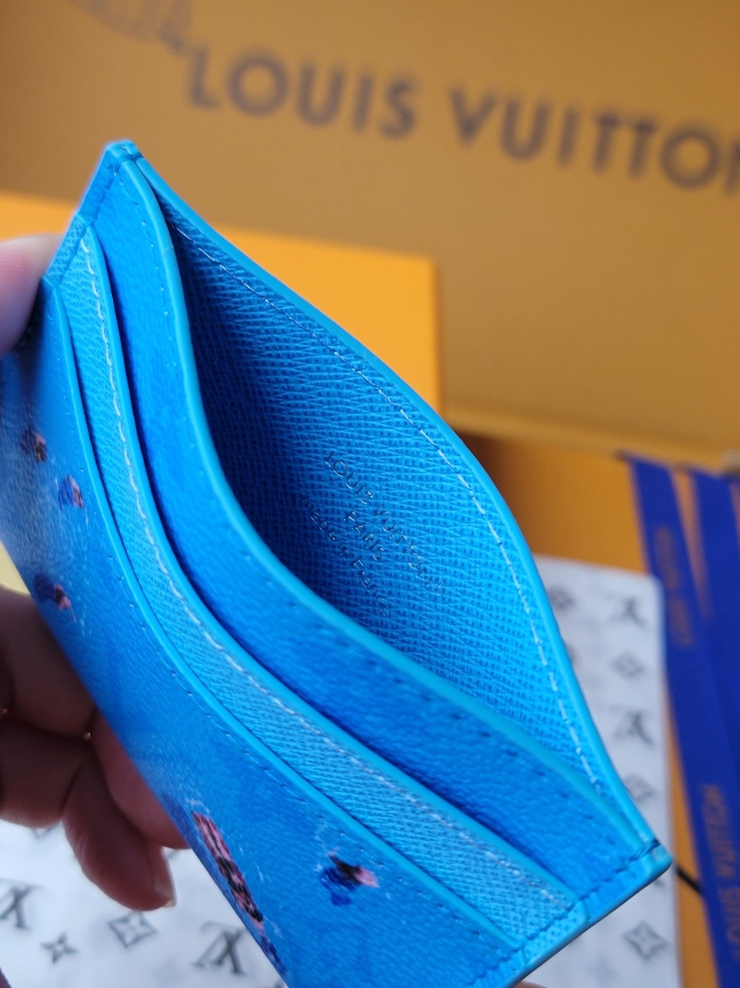 LV Double Card Holder Featuretiny Sport Scenes Printed Cowhide mysite