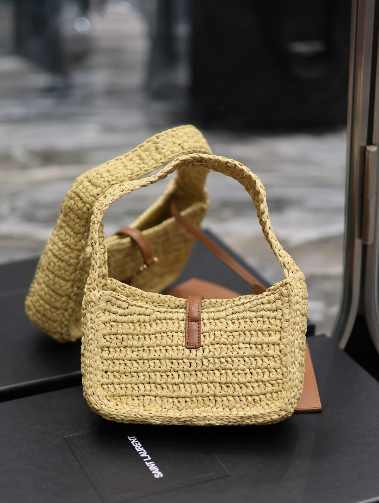 YSL Le 5 ¨¤ 7 Mini In Raffia Beige - 19 X 11.5 X 4.5 CM mysite