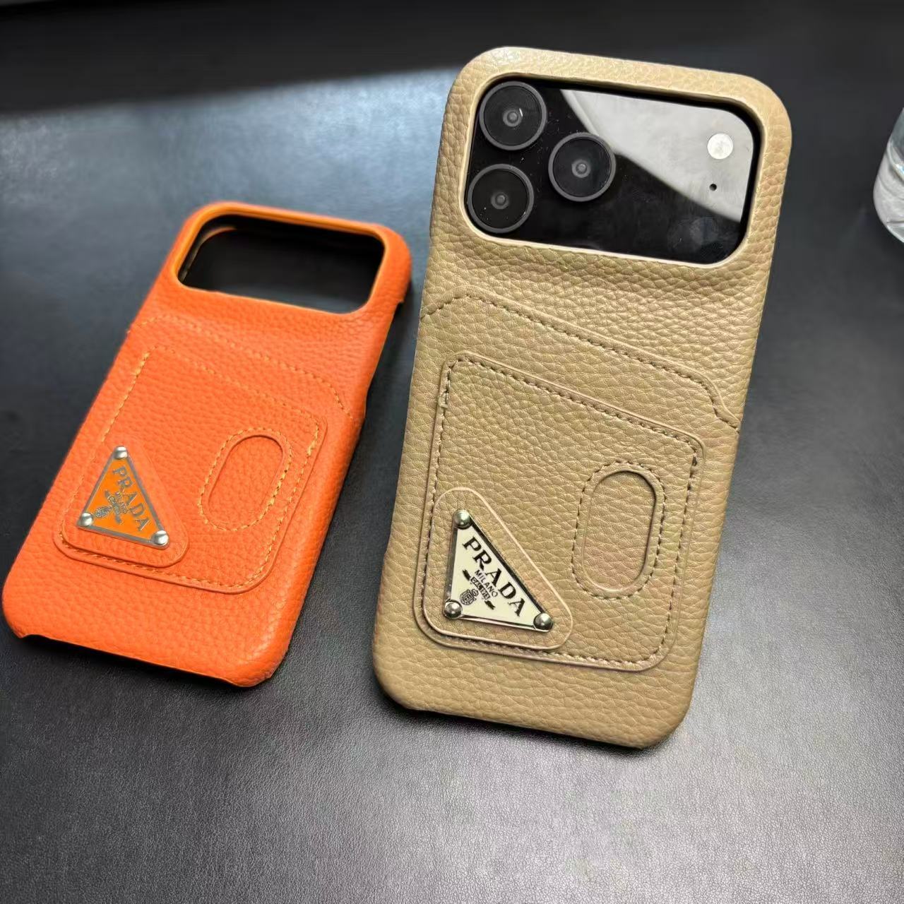 Prada Stylish Case With Card Holder For iPhone 17 / 16 / 15 / 14s mysite