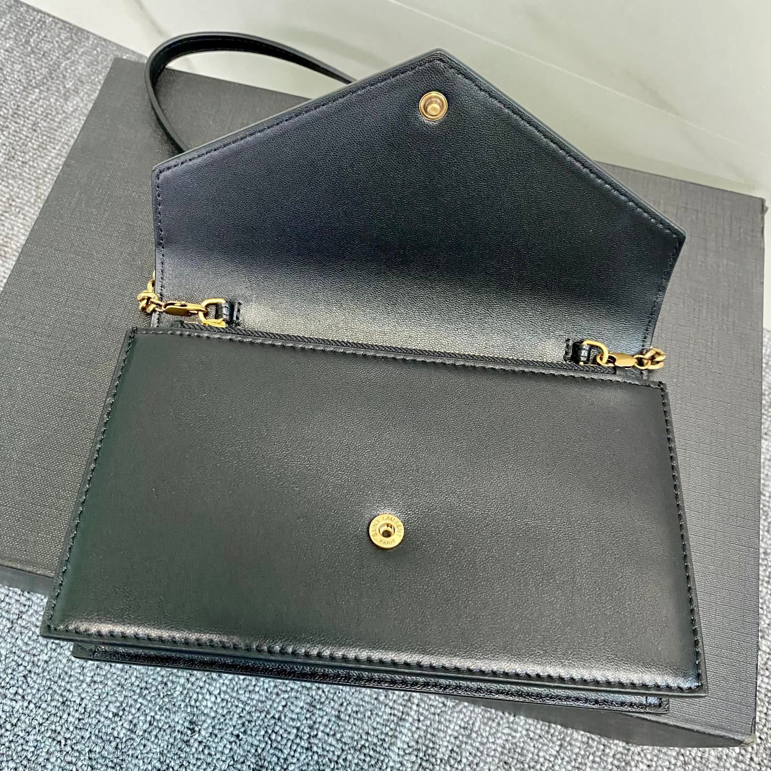 YSL Cassandra Shoulder Black Bag - 19x12.5x3.5cm mysite