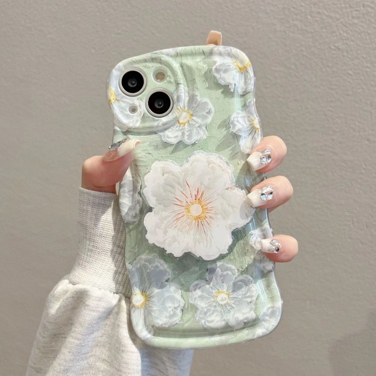 Oil Painting Flower With Bracket & Wristband For iPhone Case mysite