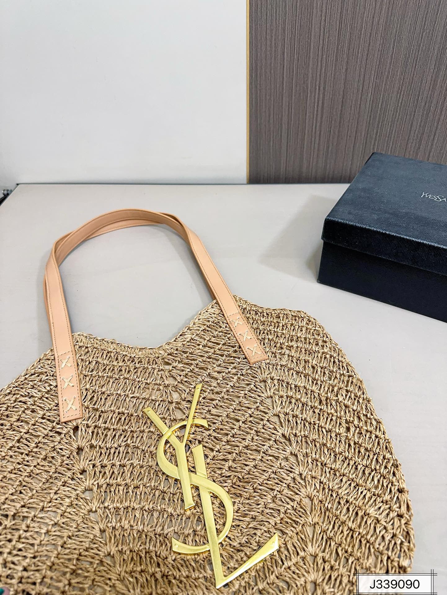YSL SAINT LAURENT Vacation Casual Raffia Woven Tote Bag 35x32cm mysite