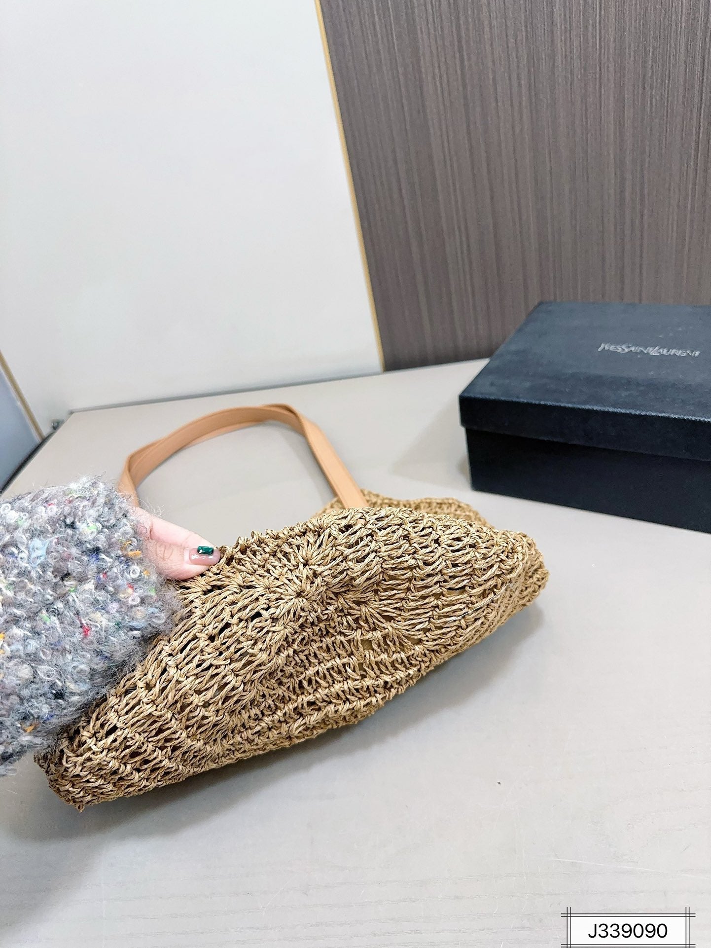 YSL SAINT LAURENT Vacation Casual Raffia Woven Tote Bag 35x32cm mysite
