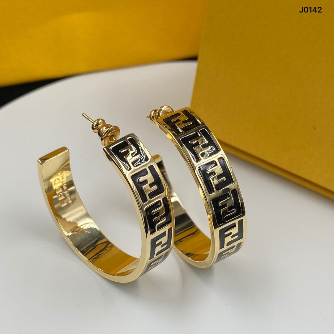 Double F Letter Half Hoop Earrings mysite