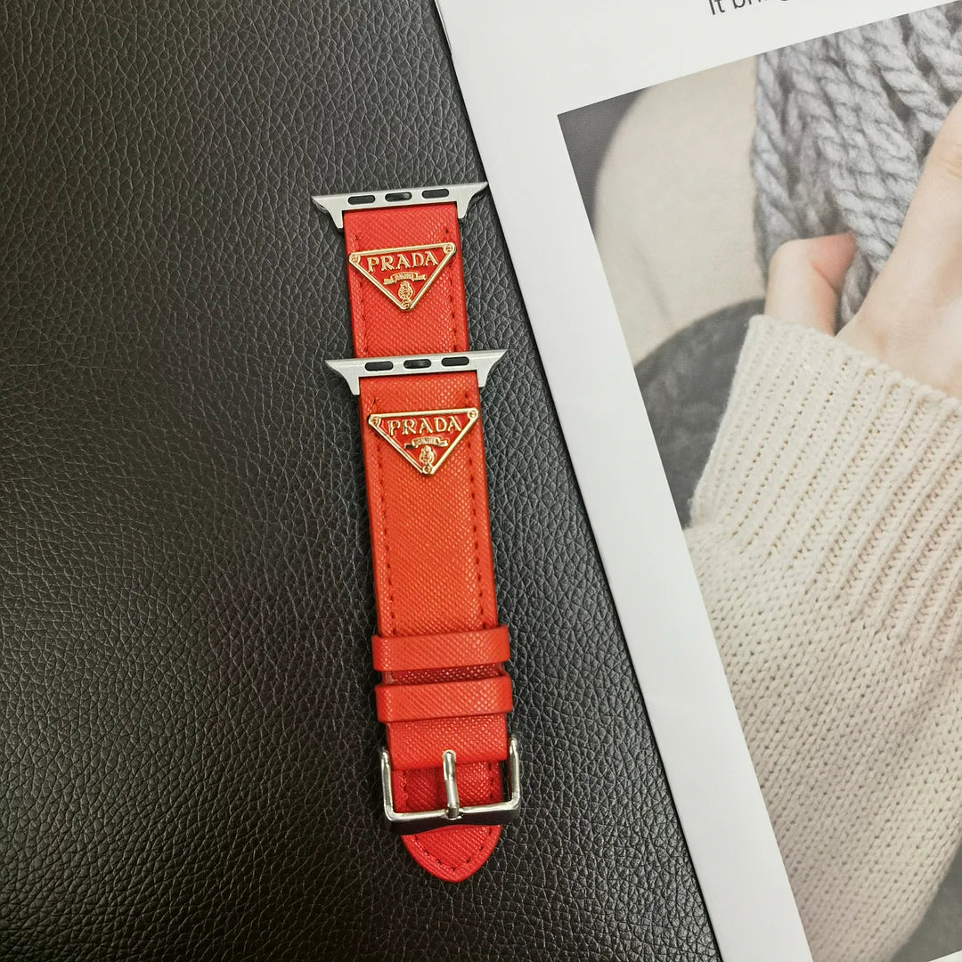 Double Triangle Monogram Label Leather Apple Watch Bands-1 mysite