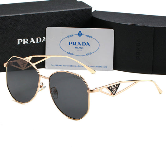 Unisex Triangle Logo Metal Sunglasses mysite