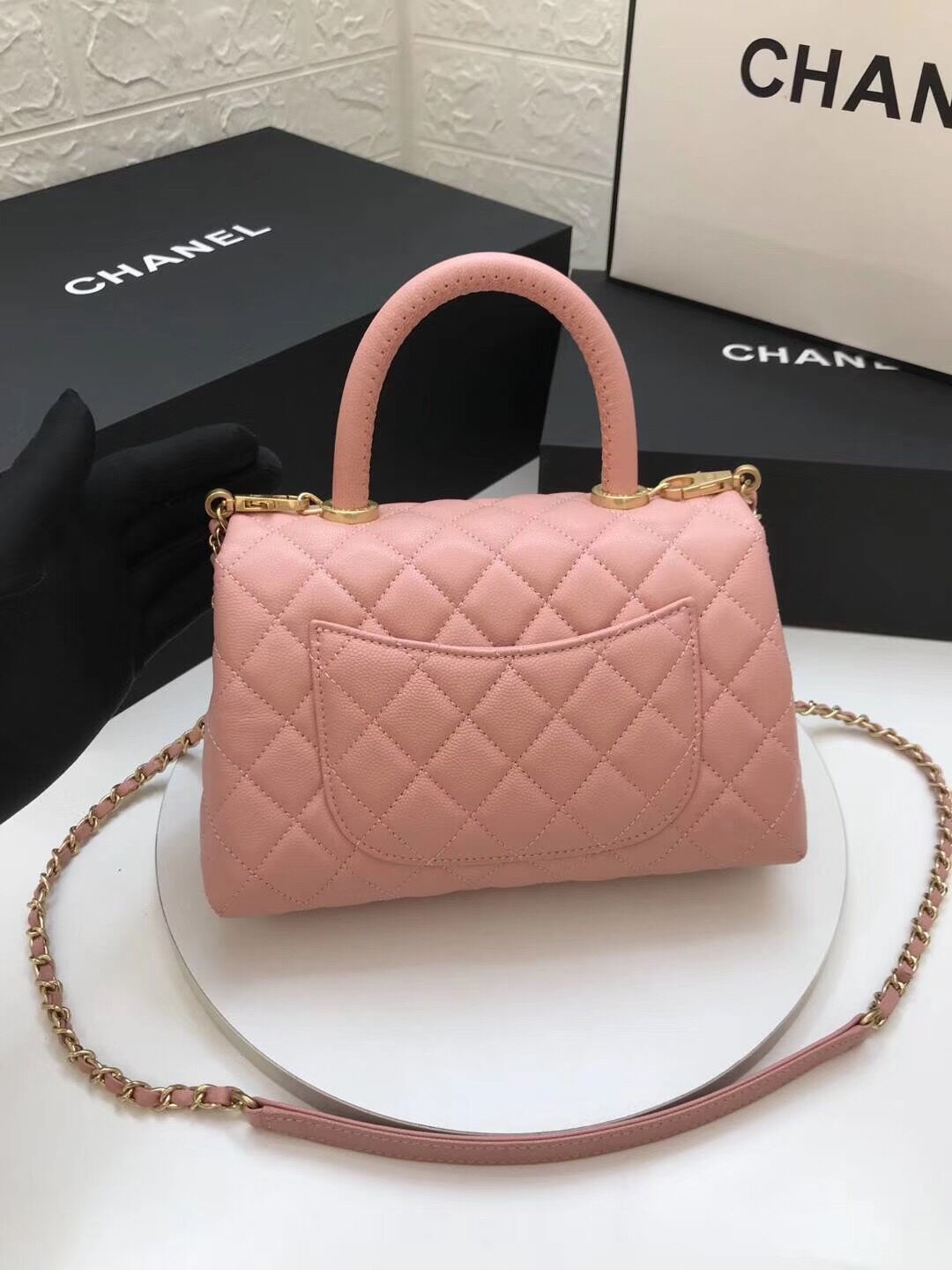 Chanel Coco Handle Gold Caviar Pink 24 cm mysite
