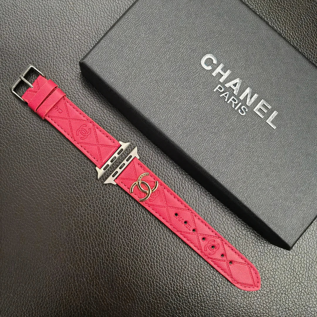 Luxury Gold Monogram 3D Embossed Leather Apple Watch Strap mysite