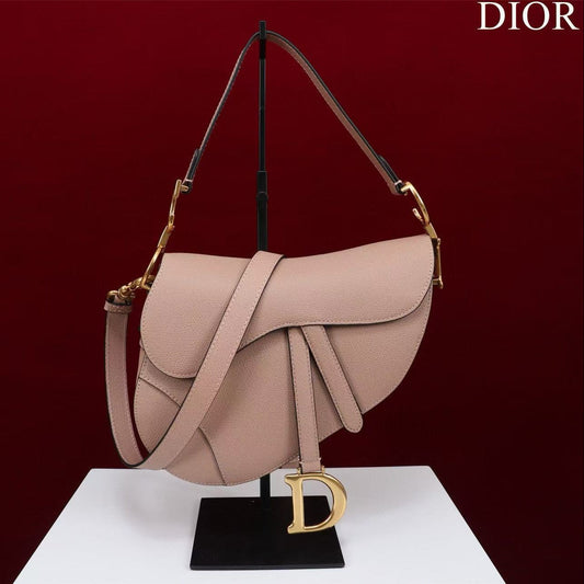 CD Saddle Bag with Strap Blush Pink Grained Calfskin mysite