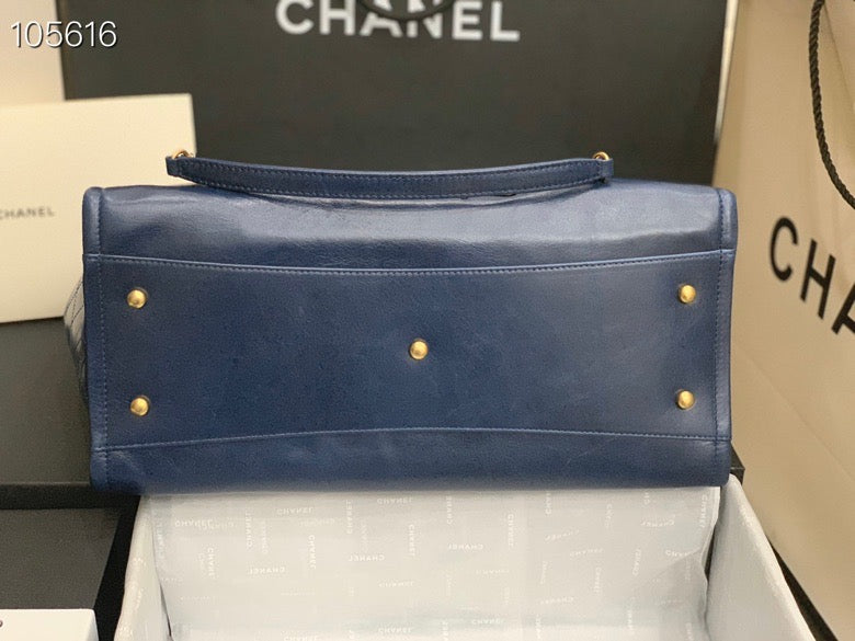 Chanel Shopping 40 Navy Blue Leather 66941 40x31x21cm mysite