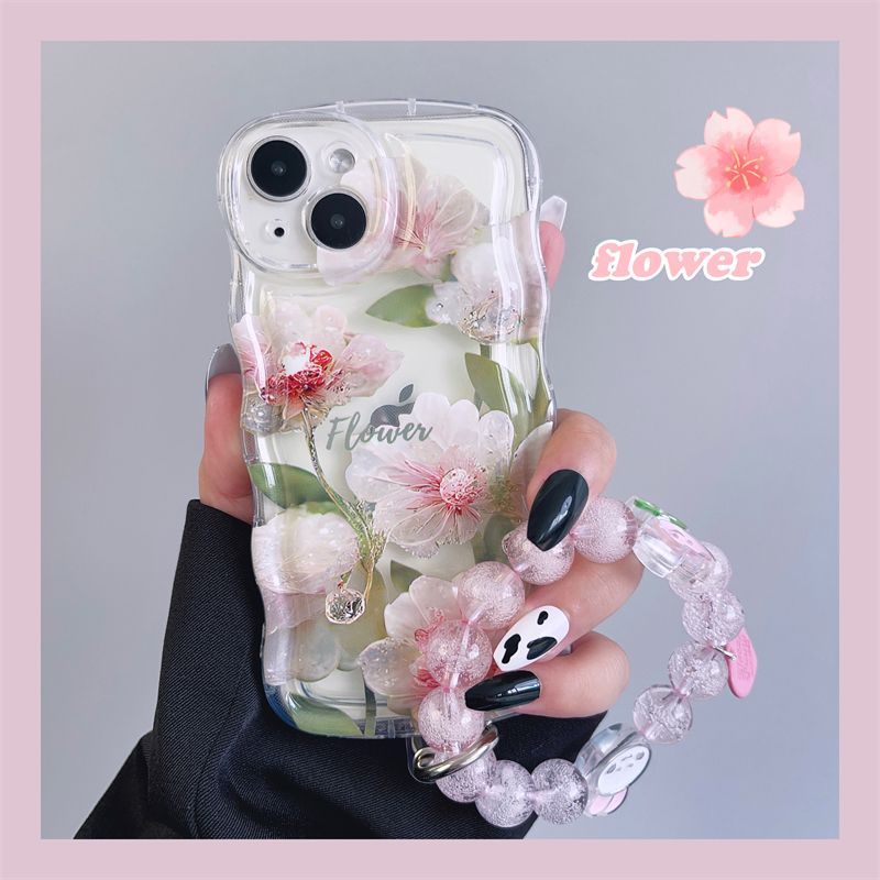 Fresh Pink Flowers With Wristband For iPhone Case mysite